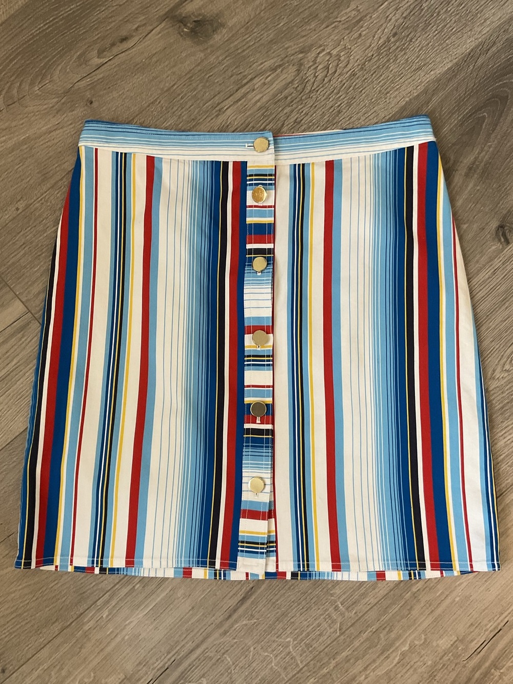 ***Brooks Brothers Multicolor Striped Button-Front Mini Skirt